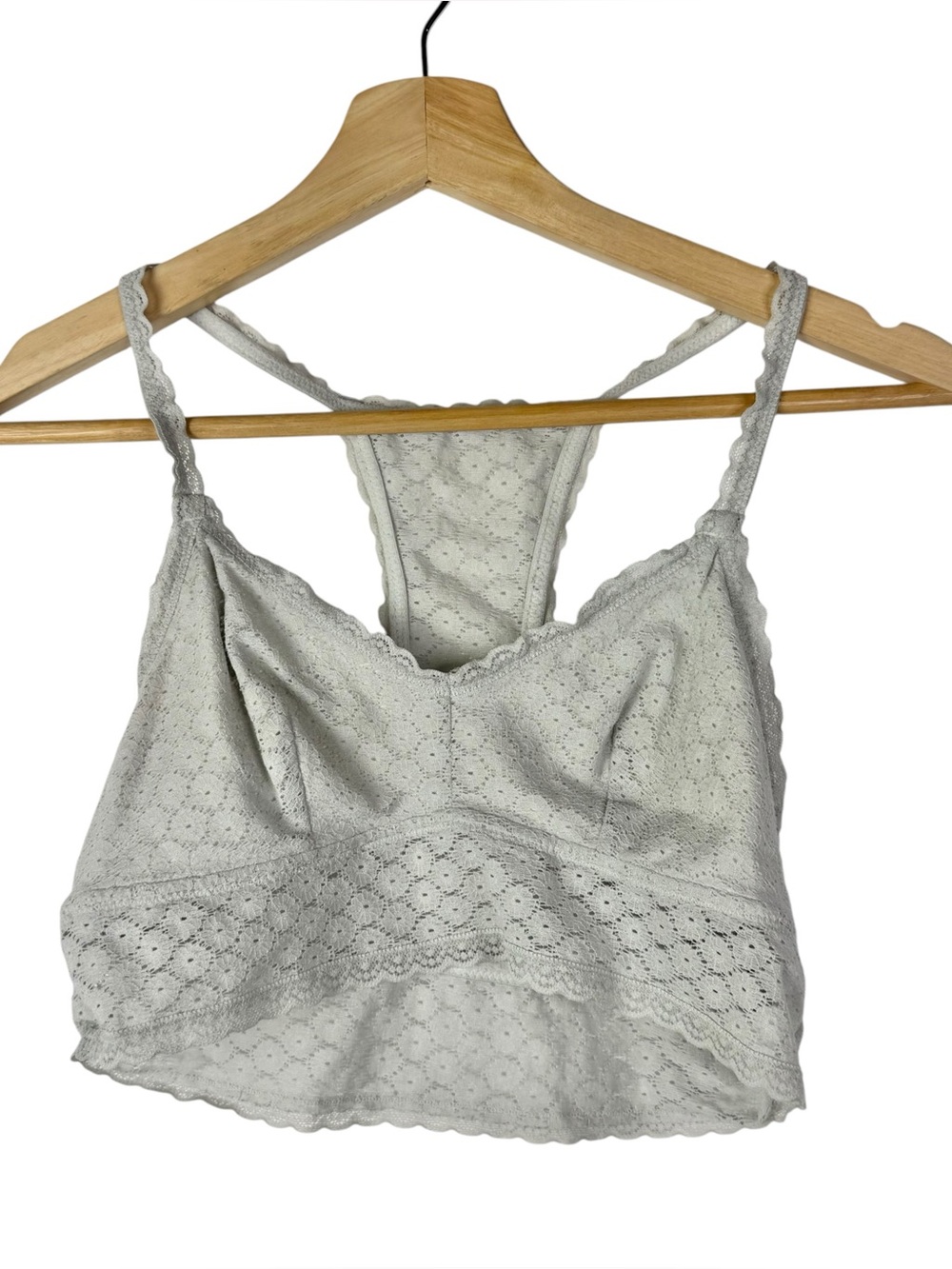 Aerie White Lace V-Neck Unpadded Bralette M